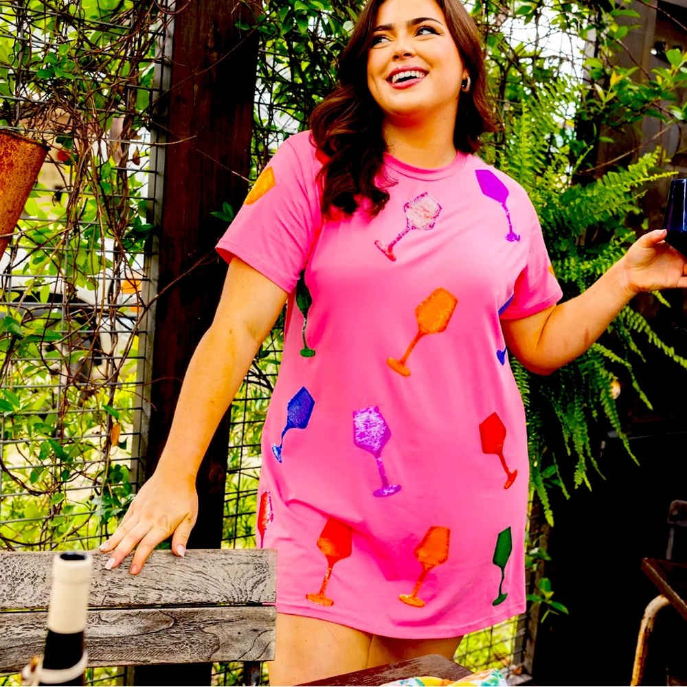 Queen of Sparkles wine glass t shirt dress